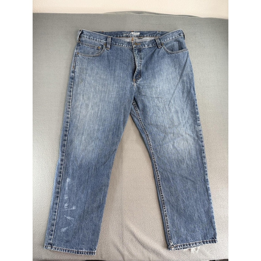Carhartt Relaxed Fit Jeans Mens 42x30 Med Wash Blue Straight Denim BD5119-M